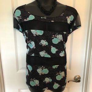 Torrid Chiffon Shirt/ black and teal/ size 3